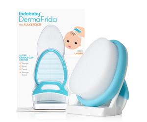 FridaBaby DermaFrida the FlakeFixer Cradle Cap Treatment System: 3-Step Cradle Cap Kit, Soothes and Flakes, Sponge, Brush, and Comb + Storage Stand