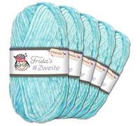 Frida's #Second Wool, 5 x 100 g, Chenille Wool Yarn, Amigurumi Knitting & Crochet, Soft (06 - Baby Blue)