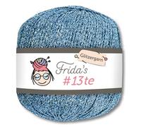 Frida's Wollhaus 25g #13te Glitter Yarn, Crochet and Knitting Metallic Wool, 18 Colours (1318 | Light Blue)