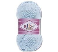 Frida's Wollhaus Alize 100 g Cotton Gold Wool Summer Wool Yarn Cotton Amigurumi 65 Colours (513 | Crystal Blue)