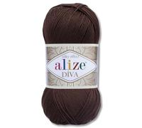 Frida's Wollhaus Alize 100 g Diva Wool Knitting Crochet Microfiber 64 Colors (26 | Dark Brown)