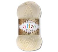 Frida's Wollhaus Alize 100 g Diva Wool Knitting Crochet Microfibre 64 Colours (01 | Cream)