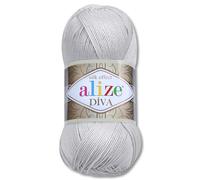 Frida's Wollhaus Alize 100 g Diva Wool Knitting Crochet Microfibre 64 Colours (168 | Light Grey)
