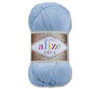 Frida's Wollhaus Alize 100 g Diva Wool Knitting Crochet Microfibre 64 Colours (350 | Azure Blue)