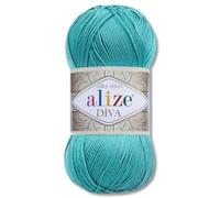 Frida's Wollhaus Alize 100 g Diva Wool Knitting Crochet Microfibre 64 Colours (376 | Cyan)