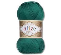 Frida's Wollhaus Alize 100 g Diva Wool Knitting Crochet Microfibre 64 Colours (453 | Bottle Green)