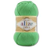 Frida's Wollhaus Alize Diva Yarn for Knitting, Crochet in Microfiber 100 g 64 Colors (778 - Grass Green)