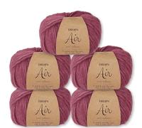 Frida's Wollhaus Drops 5 x 50 g Air Knitting Crochet Alpaca Virgin Wool Alpaca Super Soft 50 Colours (14 | Erika Uni)