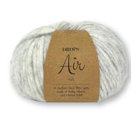 Frida's Wollhaus Drops 50 g Air Knitting Crochet Alpaca Virgin Wool Alpaca Super Soft 50 Colours (03 | Pearl Grey Mix)