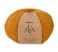 Frida's Wollhaus Drops 50 g Air Knitting Crochet Alpaca Virgin Wool Alpaca Super Soft 50 Colours (22 | Yellow Uni)