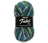 Frida's Wollhaus Drops 50 g Fabel Sock Wool Virgin Wool Superwash Yarn Knitting Crochet 45 Colours (677 | Green/Turquoise)