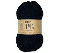 Frida's Wollhaus Drops 50 g Lima Plain Knitting Crochet Sheep's Wool Alpaca Felting 21 Colours (Plain 8903 | Black)