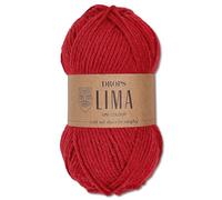 Frida's Wollhaus Drops 50 g Lima Uni Knitting Crochet Sheep's Wool Alpaca Felting 21 Colours (Plain 3609 | Red)