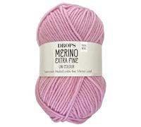 Frida's Wollhaus Drops 50 g Merino Extra Fine Mulesing-Free Washable Crochet Knitting 46 Colours (Plain Colour 16 | Light Pink)