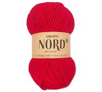 Frida's Wollhaus Drops 50 g North Sock Wool, Alpaca, Virgin Wool, Fluffy Knitting, 23 Colours (Plain Colour 14, Red)