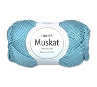 Frida's Wollhaus Drops 50 g Nutmeg Cotton Knitting Crochet Wool Yarn Mercerised 45 Colours (02 | Light Blue)