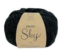 Frida's Wollhaus Drops 50 g Sky Knitting Crochet Alpaca Virgin Wool Alpaca Super Soft 31 Colours (05 | Black Mix)