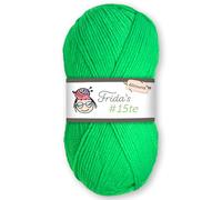 Frida's Wollhaus Frida's 100 g #15te Allround Basic Yarn Baby Yarn Wool Knitting Crochet Soft 45 Colours (8233 | Frog Green)
