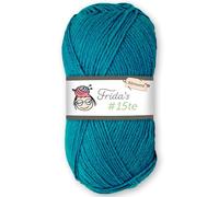 Frida's Wollhaus Frida's 100 g #15te Allround Basic Yarn Baby Yarn Wool Knitting Crochet Soft 45 Colours (843 | Peacock Blue)