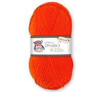 Frida's Wollhaus Frida's 100 g #15te Allround Basic Yarn, Baby Yarn, Wool, Knitting, Crochet, Soft, 45 Colours (8279 | Orange)