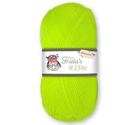 Frida's Wollhaus Frida's 100 g #15te Allround Basic Yarn, Baby Yarn, Wool, Knitting, Crochet, Soft, 45 Colours (79 | Neon Green)