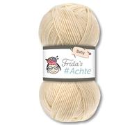 Frida's Wollhaus Frida's 100 g #Eighth Baby Wool Wool Yarn Knitting Crochet Anti-Pilling 66 Colours (01 | Cream)