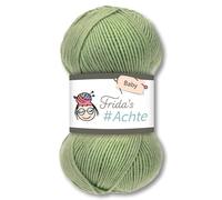 Frida's Wollhaus Frida's 100 g #Eighth Baby Wool Wool Yarn Knitting Crochet Anti-Pilling 66 Colours (138 | Olive Green)