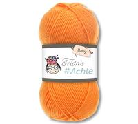 Frida's Wollhaus Frida's 100 g #Eighth Baby Wool Yarn Knitting Crochet Anti-Pilling 66 Colours (336 | Orange)