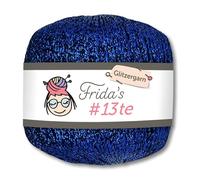 Frida's Wollhaus Frida's 25 g #13th Glitter Yarn Crochet Yarn Effect Yarn Metallic Crochet Knitting Wool Yarn 18 Colours (1324, Dark Blue)
