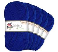 Frida's Wollhaus Frida's 5 x 100 g #15te Allround Basic Yarn, Baby Yarn, Wool, Knitting, Crochet, Soft, 45 Colours (64 | Royal Blue)