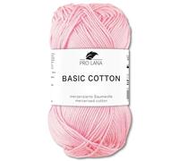 Frida's Wollhaus Pro Lana 50 g Basic Cotton Knitting Crochet Wool Basic Yarn 64 Colours (33 | Baby Pink)