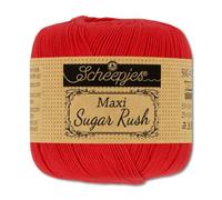 Frida's Wollhaus Scheepjes 1.76 oz (50 g) Maxi Sugar Rush Crochet Yarn Fillet Crochet Cotton 87 Colours (115 | Hot Red)