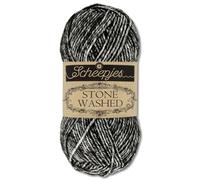 Frida's Wollhaus Scheepjes 50 g Stone Washed Knitting Crochet Silky Soft Wool Yarn 36 Colours (803 | Black Onyx)