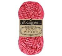Frida's Wollhaus Scheepjes 50 g Stone Washed Knitting Crochet Silky Soft Wool Yarn 36 Colours (807 | Red Jasper)