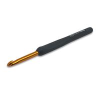Frida's Wollhaus Tulip Etimo Crochet Hook with Soft Grip Gold Black Smooth Hook Tip 14 Sizes (Black Gold, 5.5)