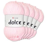 Frida's Wollhaus YarnArt 5 x 100 g Dolce Chenille Wool Yarn Knitting Crochet Amigurumi 52 Colours (750 | Pink)