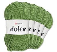Frida's Wollhaus YarnArt 5 x 100 g Dolce Chenille Wool Yarn Knitting Crochet Amigurumi 52 Colours (797 | May Green)