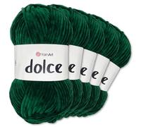 Frida's Wollhaus YarnArt 5 x 100g Dolce Chenille Wool Yarn Knitting Crochet Amigurumi 52 Colours (774 | Bottle Green)