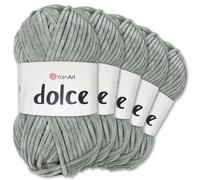 Frida's Wollhaus YarnArt 5 x 100g Dolce Chenille Wool Yarn Knitting Crochet Amigurumi 52 Colours (782 | Silver Grey)