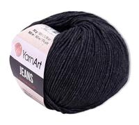 Frida's Wollhaus YarnArt 50 g Jeans Knitting Crochet Amigurumi Baby Wool Pastel Colors 63 Colors (28, Anthracite)