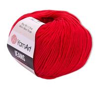 Frida's Wollhaus YarnArt Amigurumi Baby Wool - 50g - Denim - Knitting and Crochet - Pastel Colors - 63 Colors (90, Red)