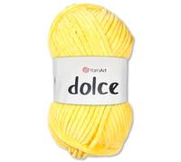 Frida's Wollhaus YarnArt Dolce Chenille Yarn for Knitting, Crochet and Amigurumi - 100g - 64 Colors (761) - Sunshine Yellow
