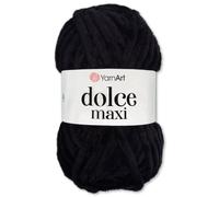 Frida's Wollhaus YarnArt Dolce Maxi Chenille Knitting Yarn, Velvet, Soft, Super Bulky, 19 Colours (742, Black)