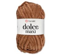 Frida's Wollhaus YarnArt Dolce Maxi Chenille Knitting Yarn, Velvet, Soft, Super Bulky, 19 Colours (765, Brown)