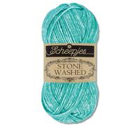 Frida's Wool House Scheepjes 50 g Stone Washed Knitting Crochet Silk-Soft Wool Yarn 36 Colours (824 | Turquoise)