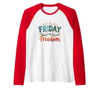 Friday = Freedom: Celebrate Weekend Liberation Raglan Baseball Tee, Men, Red/White, XXL