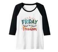 Friday = Freedom: Celebrate Weekend Liberation Raglan Baseball Tee, Women, Black/White, S