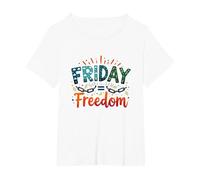 Friday = Freedom: Celebrate Weekend Liberation T-Shirt, Women's Plus, White, 4X
