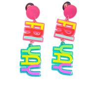 Friday Fri-Yay Letter Dangle Earring/Leopard Print Earrings/Back To School Jewelry Teacher Appreciation Gifts, 1, Resin, No Gemstone