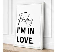 Friday I'm in Love Typography Canvas Wall Art Print 24x16 Inch (61 x 41 cm)